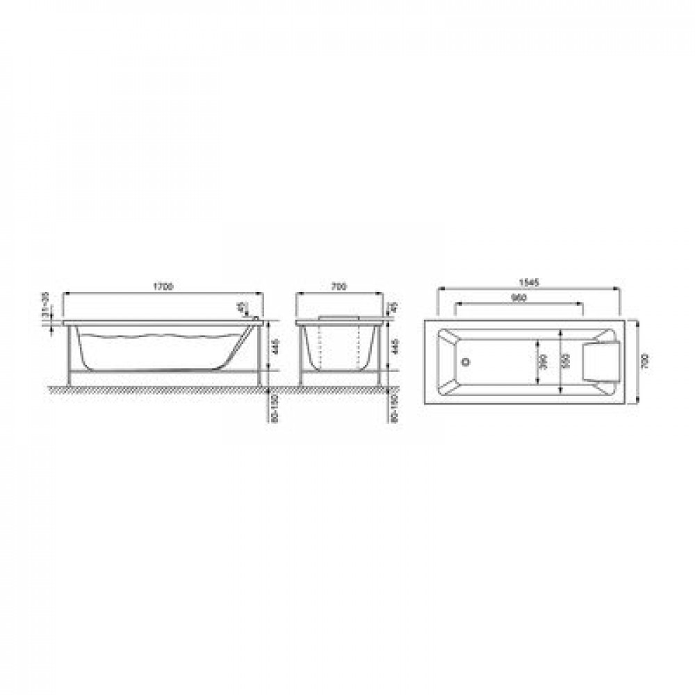 Ванна акриловая Jacob Delafon Sofa 170x70 прямоугольная, белая (E60518RU-00)