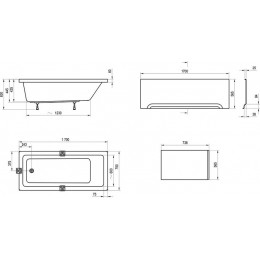 Ванна акриловая Ravak 170х75  белая