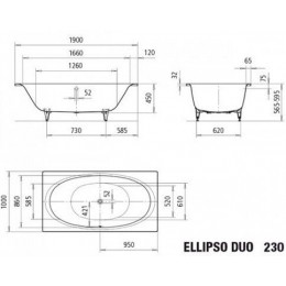 Ванна стальная KALDEWEI Elipso Duo 190x100 standard
