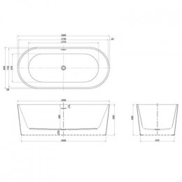 Ванна акриловая Azario BRISTOL 1800х800х600, свободностоящая, в комплекте с сифоном и металлической рамой (BRI18080)