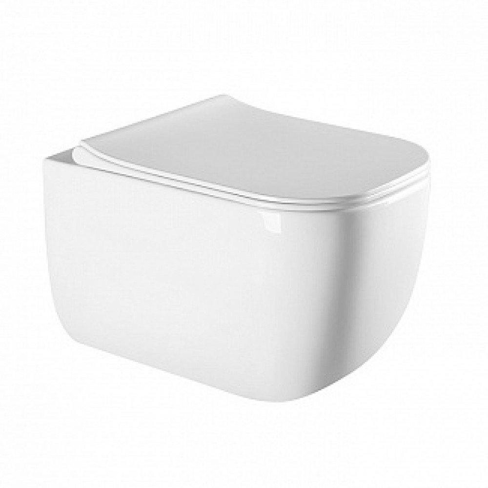 EWC700-126W CHARUS PINTO RIMLESS Безободковый подвесной унитаз с горизонтальным выпуском в стену c легкосъемным сиденьем