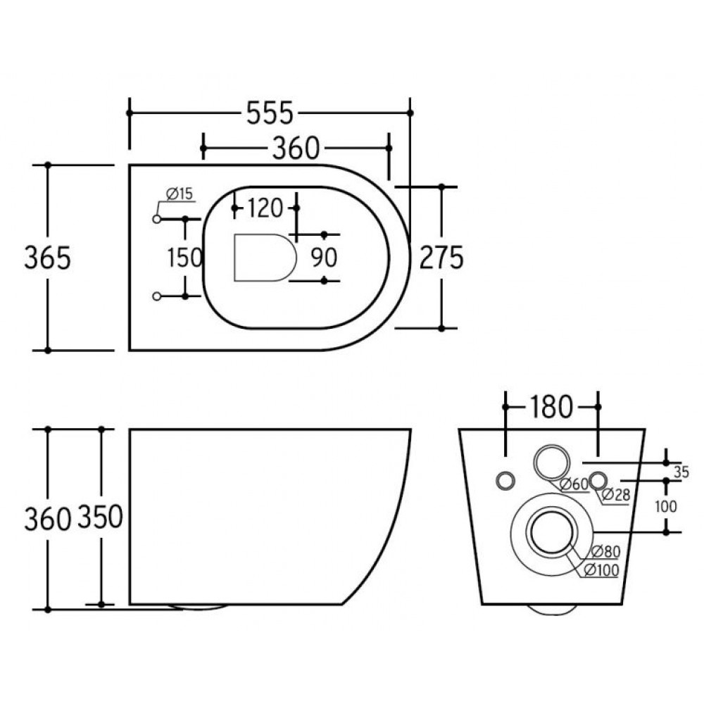 EWC700-121W CHARUS ESTELLA RIMLESS Безободковый подвесной унитаз с горизонтальным выпуском в стену c легкосъемным сиденьем