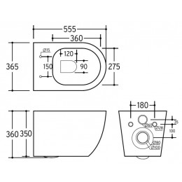 EWC700-121W CHARUS ESTELLA RIMLESS Безободковый подвесной унитаз с горизонтальным выпуском в стену c легкосъемным сиденьем