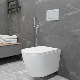 EWC700-121W CHARUS ESTELLA RIMLESS Безободковый подвесной унитаз с горизонтальным выпуском в стену c легкосъемным сиденьем