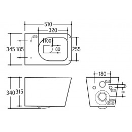 EWC700-114W CHARUS ALVA RIMLESS Безободковый подвесной унитаз с горизонтальным выпускомв стену c легкосъемным сиденьем