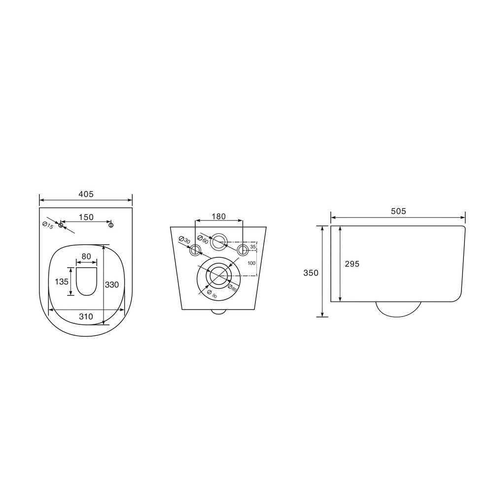 EWC700-129W CHARUS ELMO RIMLESS TORNADO Безободковый подвесной унитаз сгоризонтальным выпуском в стену c легкосъемным сиденьем и смывом торнадо