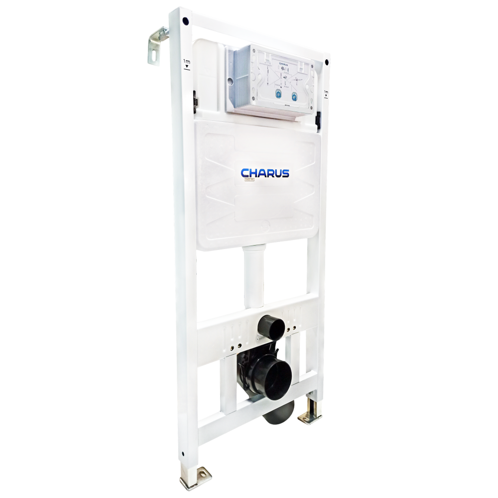 Система инсталляции для подвесных унитазов CHARUS CC.300.80.01 с креплением и кнопкой смыва Minimalista FP.310.11.01 белый глянец