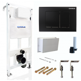 Система инсталляции для подвесных унитазов CHARUS CC.300.80.01 с креплением и кнопкой смыва Minimalista FP.310.DW.01, черный матовый