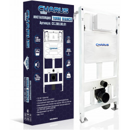 Система инсталляции для подвесных унитазов CHARUS CC.300.80.01 с креплением и кнопкой смыва Minimalista FP.310.11.01 белый глянец