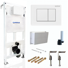 Система инсталляции для подвесных унитазов CHARUS CC.300.80.01 с креплением и кнопкой смыва Minimalista FP.310.11.01 белый глянец