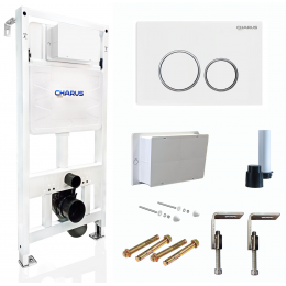 Система инсталляции для подвесных унитазов CHARUS CC.300.80.01 с креплением и кнопкой смыва Spazio FP.330.11.01, белый глянцевый
