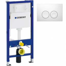 Система инсталляции для унитазов Geberit Duofix UP100 458.103.00.1+Кнопка смыва Geberit Delta 21 115.125.11.1 альпийский белый