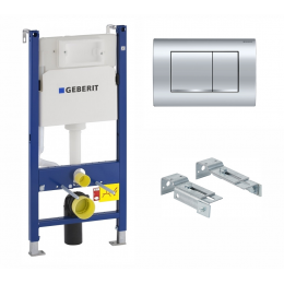Система инсталляции для унитазов Geberit UP100 111.153.00.1+Комплект крепления для инсталляций Geberit Duofix 111.839.00.1 к стене'+Кнопка смыва Geberit Delta 30 115.137.21.