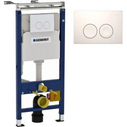 Система инсталляции для унитазов Geberit Duofix Delta Платтенбау 458.122.11.1 4 в 1 с кнопкой смыва, белая