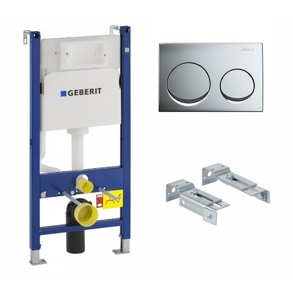Инсталляция Geberit Duofix для подвесного унитаза 114см, бачок Alpha 8см 458.175.00.1+Клавиша смыва Geberit Alpha20 двойной смыв, полированный хром 115.040.21.5