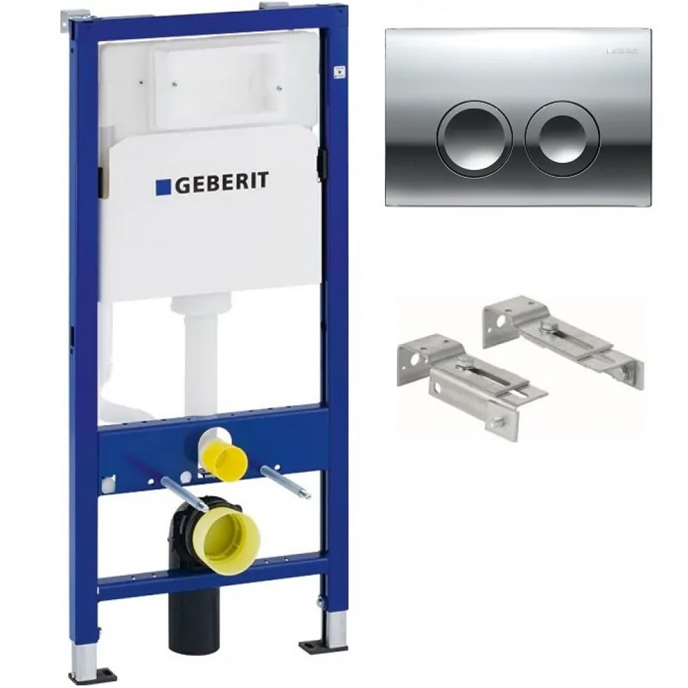 Система инсталляции для унитазов Geberit UP100 111.170.00.1+Комплект крепления для инсталляций к стене'+Кнопка смыва Geberit Delta 21 115.125.21.1 хром