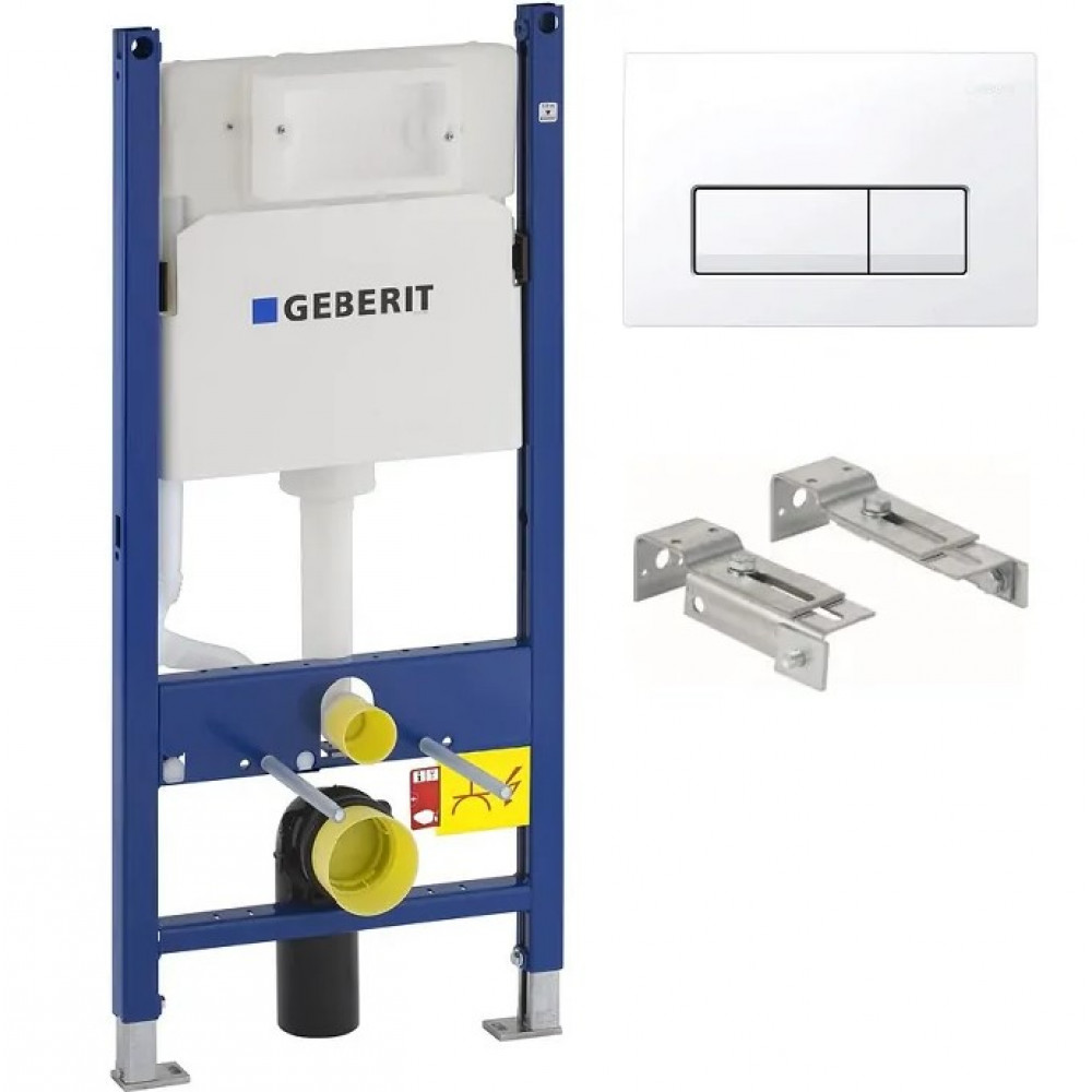 Система инсталляции для унитазов Geberit UP100 111.153.00.1+Комплект крепления для инсталляций Geberit Duofix 111.839.00.1 к стене'+Кнопка смыва Geberit Delta 51 115.105.11.