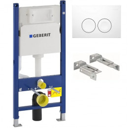 Система инсталляции для унитазов Geberit UP100 111.153.00.1+Комплект крепления для инсталляций Geberit Duofix 111.839.00.1 к стене'+Кнопка смыва Geberit Delta 21 115.125.11.