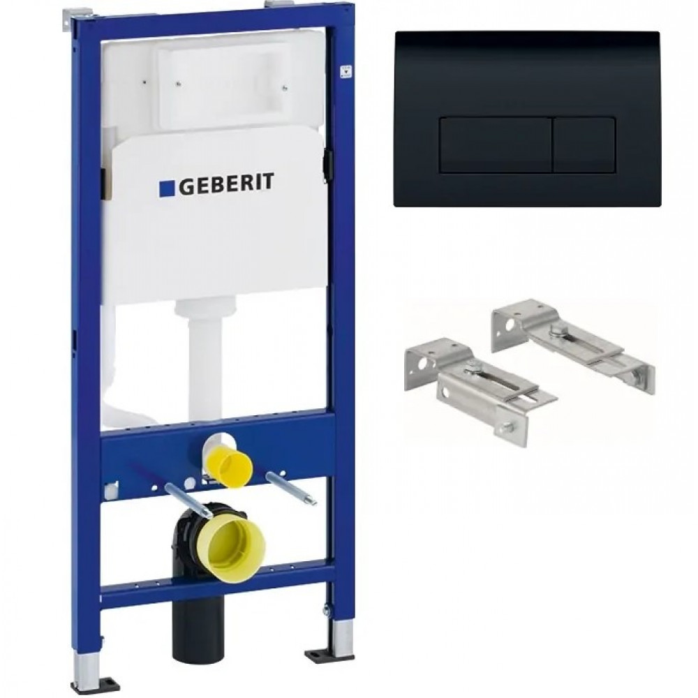 Инсталляция для унитаза Geberit Duofix DELTA UP100 111.170.00.1 с креплением +Кнопка смыва Geberit Delta 51 115.105.DW.1 черная глянцевая