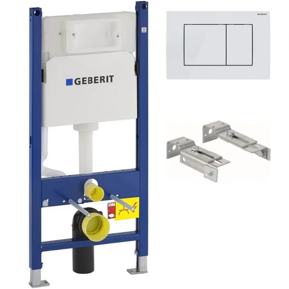 Система инсталляции для унитазов Geberit UP100 111.153.00.1+Комплект крепления для инсталляций Geberit Duofix 111.839.00.1 к стене'+Кнопка смыва Geberit Delta 30 115.137.11.