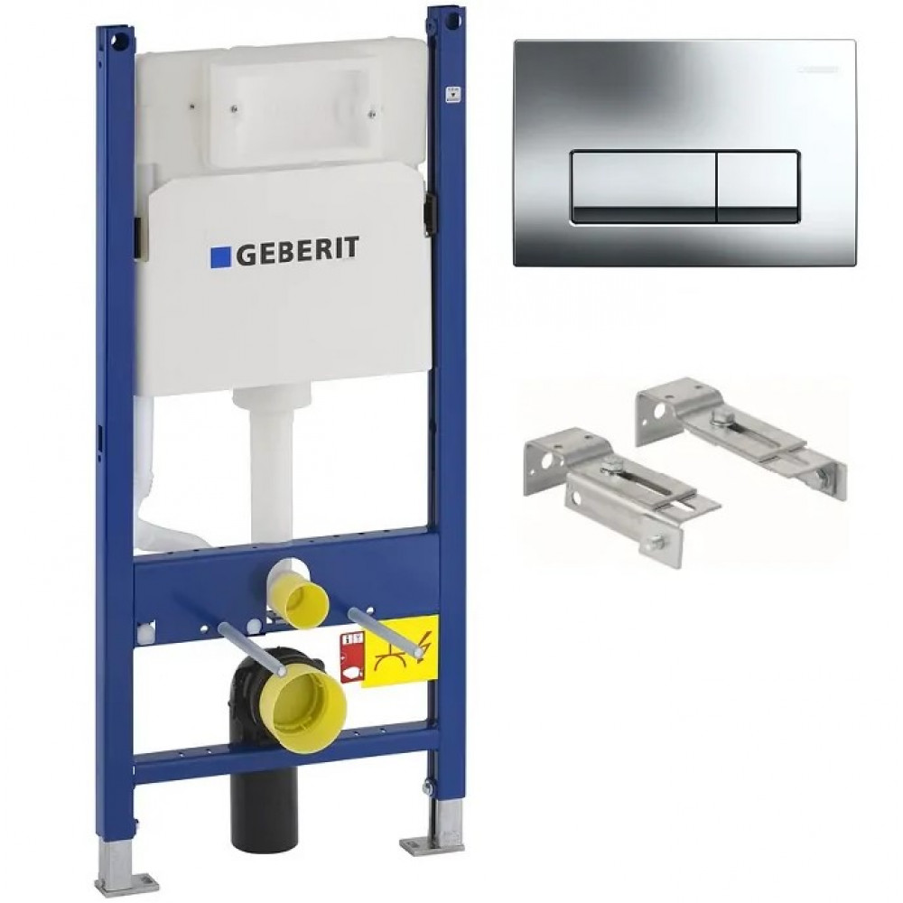 Система инсталляции для унитазов Geberit UP100 111.153.00.1+Комплект крепления для инсталляций Geberit Duofix 111.839.00.1 к стене'+Кнопка смыва Geberit Delta 51 115.105.21.