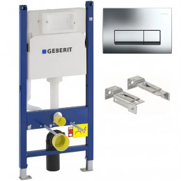 Система инсталляции для унитазов Geberit UP100 111.153.00.1+Комплект крепления для инсталляций Geberit Duofix 111.839.00.1 к стене'+Кнопка смыва Geberit Delta 51 115.105.21.