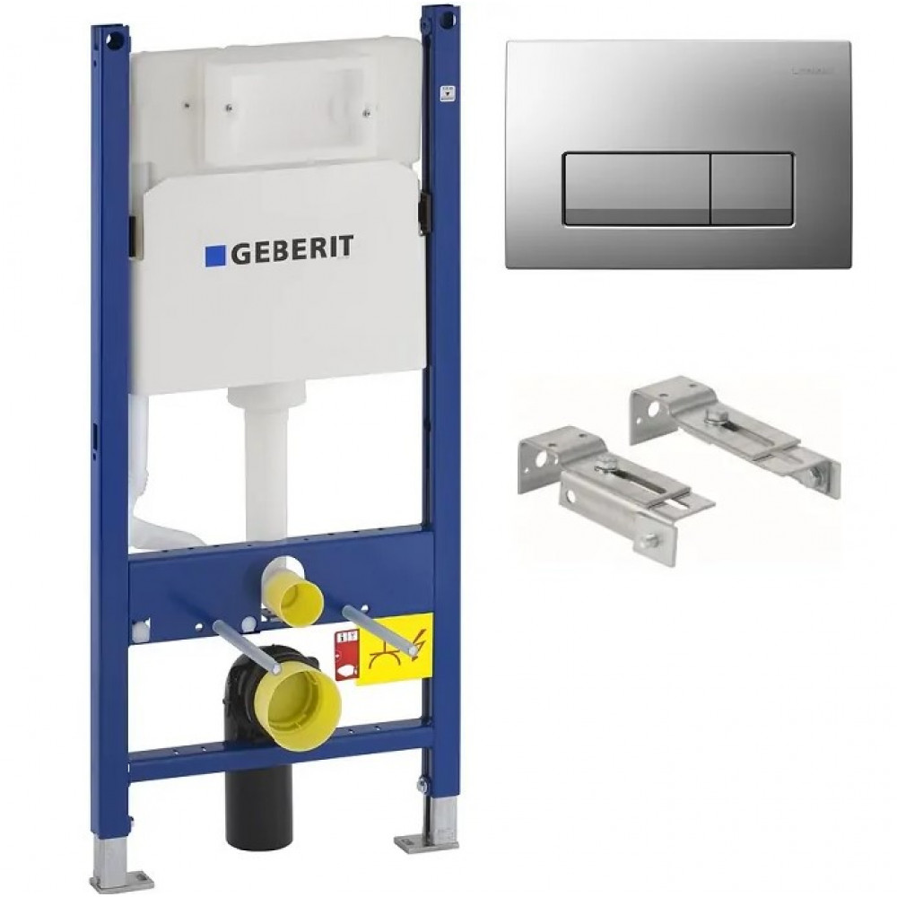 Система инсталляции для унитазов Geberit UP100 111.153.00.1+Комплект крепления для инсталляций Geberit Duofix 111.839.00.1 к стене'+Кнопка смыва Geberit Delta 115.105.46.1 