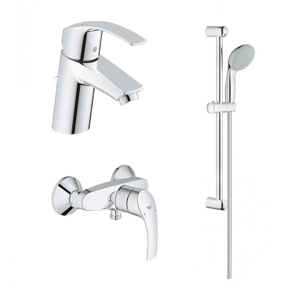 Grohe Eurosmart Комплект смесителей с душем 123576 (смеситель для душа, раковины, душевой гарнитур) хром