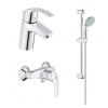Grohe Eurosmart Комплект смесителей с душем 123576 (смеситель для душа, раковины, душевой гарнитур) хром