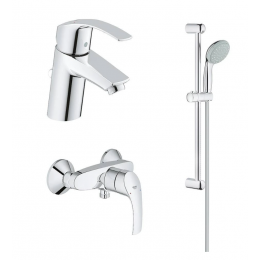 Grohe Eurosmart Комплект смесителей с душем 123576 (смеситель для душа, раковины, душевой гарнитур) хром