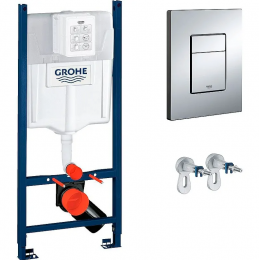 Система инсталляции для унитазов  Grohe Rapid SL 38840000+Панель смыва для унитаза Grohe Skate Cosmopolitan 38732000+Настенный уголок для монтажа Grohe  3855800M