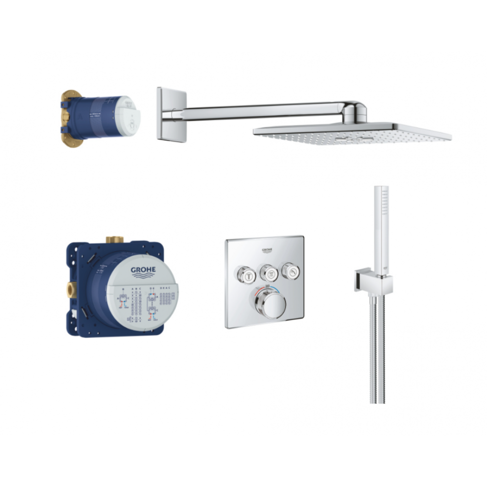 Душевая система, c внутренней частью, хром, Grohe Grohtherm SmartControl Pro