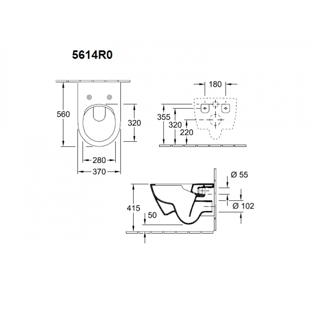 Унитаз подвесной Villeroy&Boch Subway 2.0 5614R201 безободковый, с сиденьем микролифт, белый