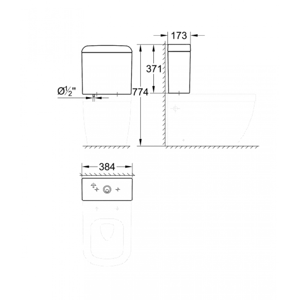 Унитаз напольный GROHE Euro Ceramic с бачком с сиденьем микролифт 39338000+39332000+39330002
