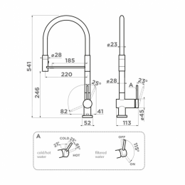 Смеситель для кухни Omoikiri Kanto 2 Plus-SB 4994460, с гибким изливом, латунь/вороненая сталь/красный