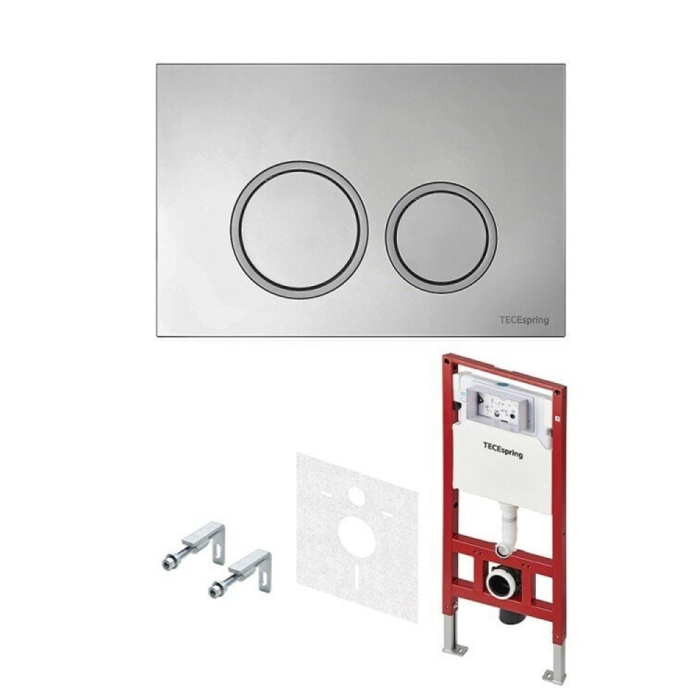 TECE TECEspring R Комплект TECEspring для установки подвесного унитаза с панелью смыва TECEspring R панель смыва хром глянцевая S955101