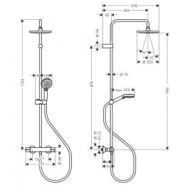 Душевая система Hansgrohe Vernis Blend Showerpipe 200 1jet 26276670 с термостатом черный матовый