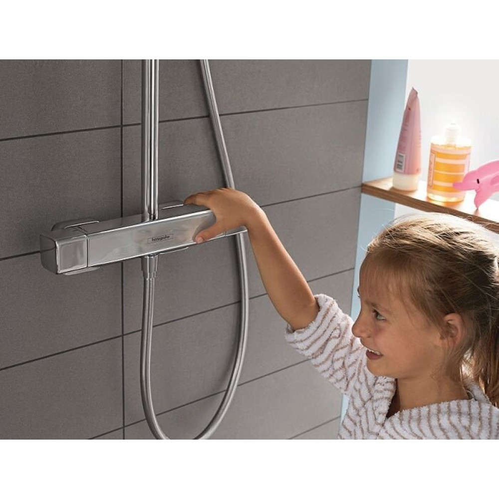 Душевая система Hansgrohe Croma E 280 Showerpipe 27660000 с термостатом, для душа, EcoSmart, хром
