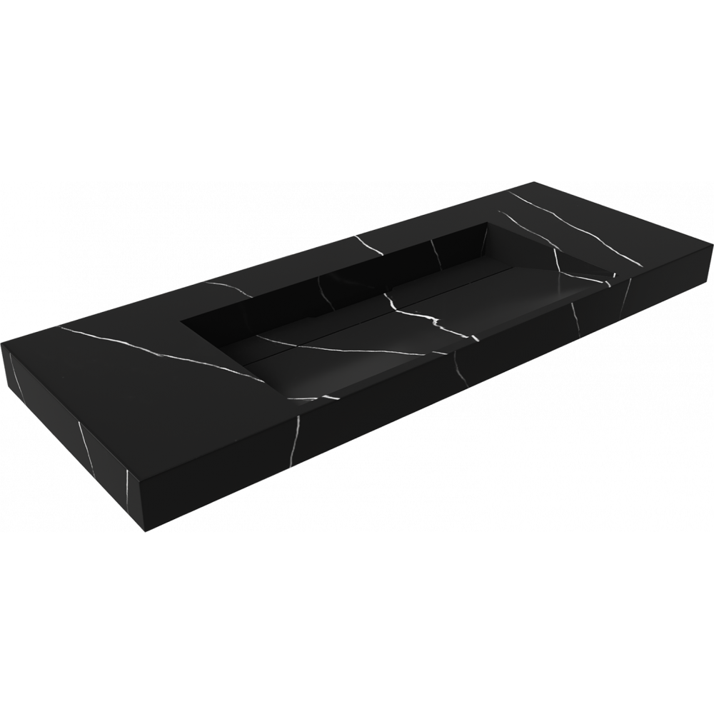 Раковина подвесная Armadi Art Flat 859-120-NM Nero Marquina (1210*452*80) матовая черная, прямоугольная, искусственный камень, со столешницей