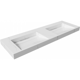 Раковина подвесная Armadi Art Flat 859-140-CLCT Calacatta (1410*452*80) матовая белая, прямоугольная, двойная, искусственный камень, со столешницей