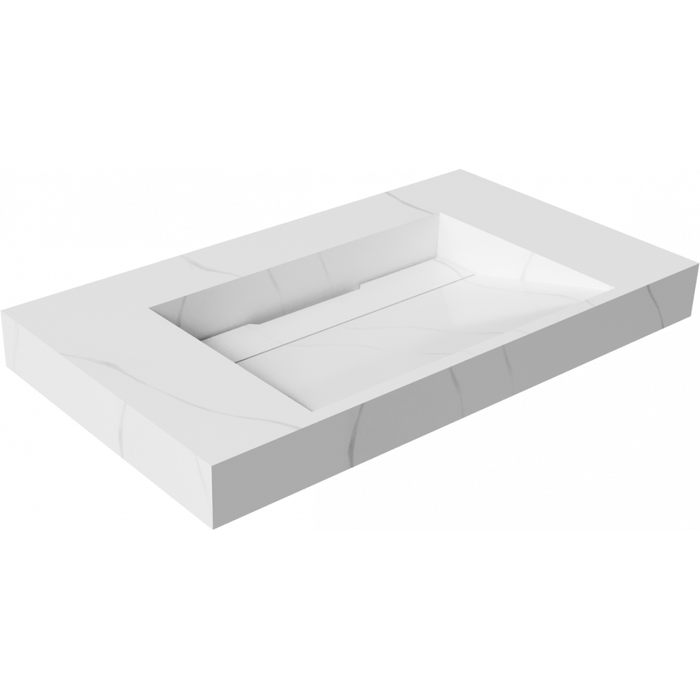 Раковина подвесная Armadi Art Flat 859-080-CLCT Calacatta (810*452*80) матовая белая, прямоугольная, искусственный камень, со столешницей