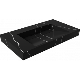 Раковина подвесная Armadi Art Flat 859-080-NM Nero Marquina (810*452*80) матовая черная, прямоугольная, искусственный камень, со столешницей