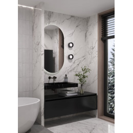 Раковина подвесная Armadi Art Flat 859-080-NM Nero Marquina (810*452*80) матовая черная, прямоугольная, искусственный камень, со столешницей