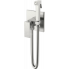 Гигиенический душ Boheme Qubic 477-NB со смесителем, С ВНУТРЕННЕЙ ЧАСТЬЮ, brushed nickel