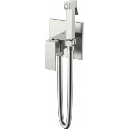 Гигиенический душ Boheme Qubic 477-NB со смесителем, С ВНУТРЕННЕЙ ЧАСТЬЮ, brushed nickel