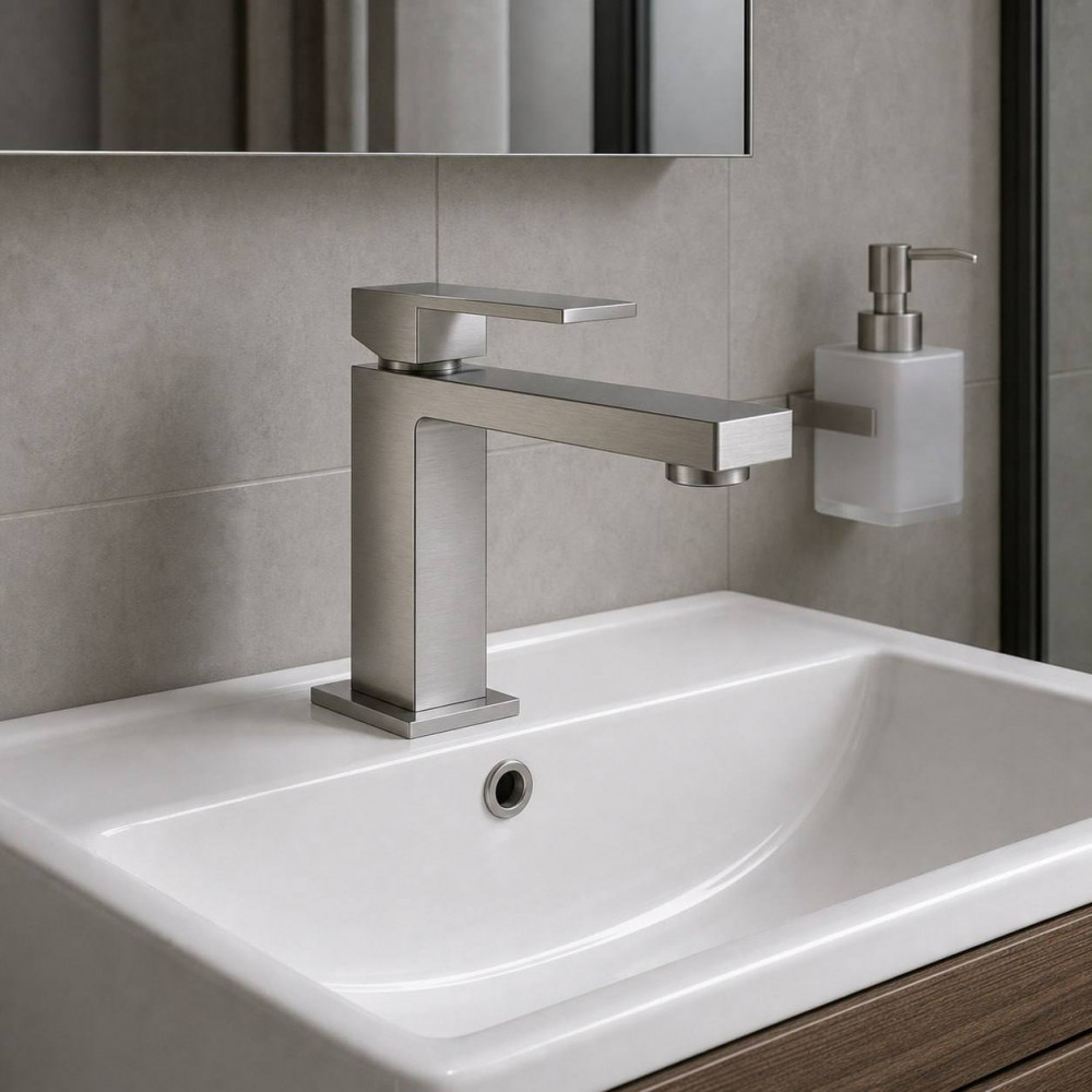 Смеситель для раковины Boheme Qubic 471-NB brushed nickel