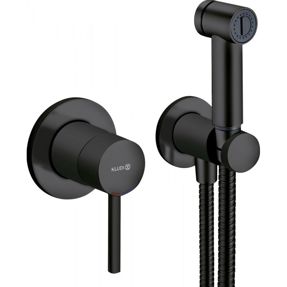 Гигиенический душ Kludi Bozz 389983976 со смесителем, С ВНУТРЕННЕЙ ЧАСТЬЮ черный матовый