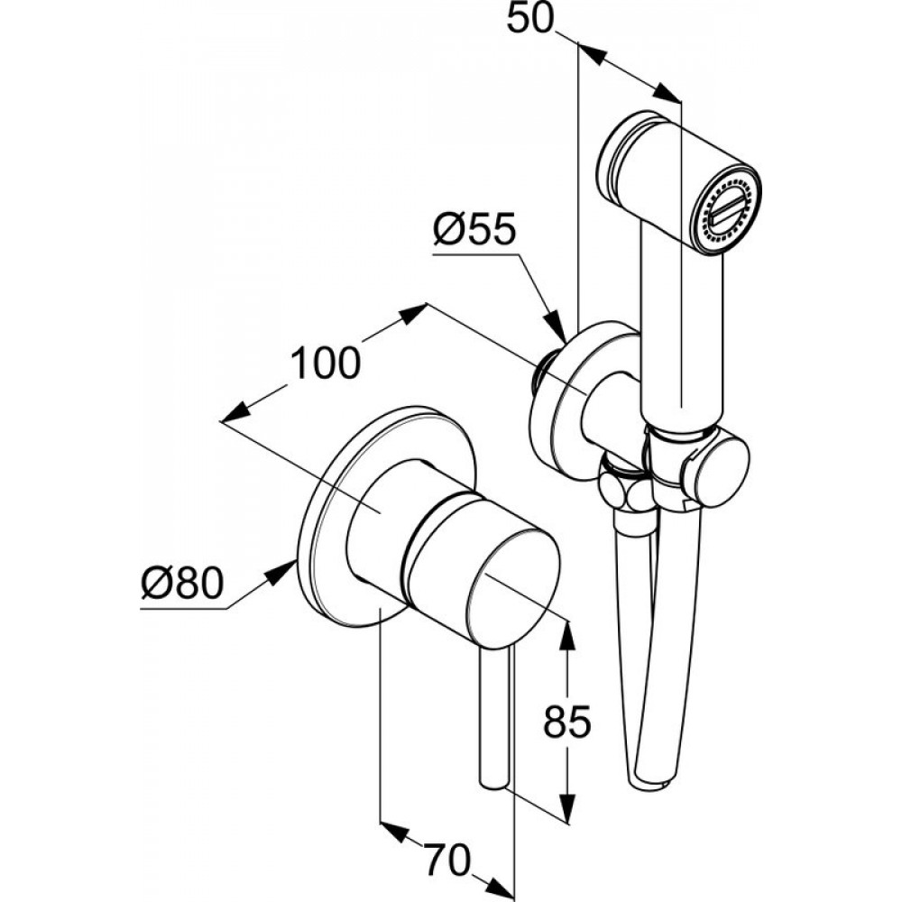Гигиенический душ Kludi Bozz 389983976 со смесителем, С ВНУТРЕННЕЙ ЧАСТЬЮ черный матовый