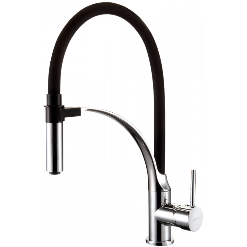 Смеситель для кухни Lemark Soul LM6007C с гибким изливом, хром, черный