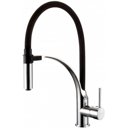 Смеситель для кухни Lemark Soul LM6007C с гибким изливом, хром, черный